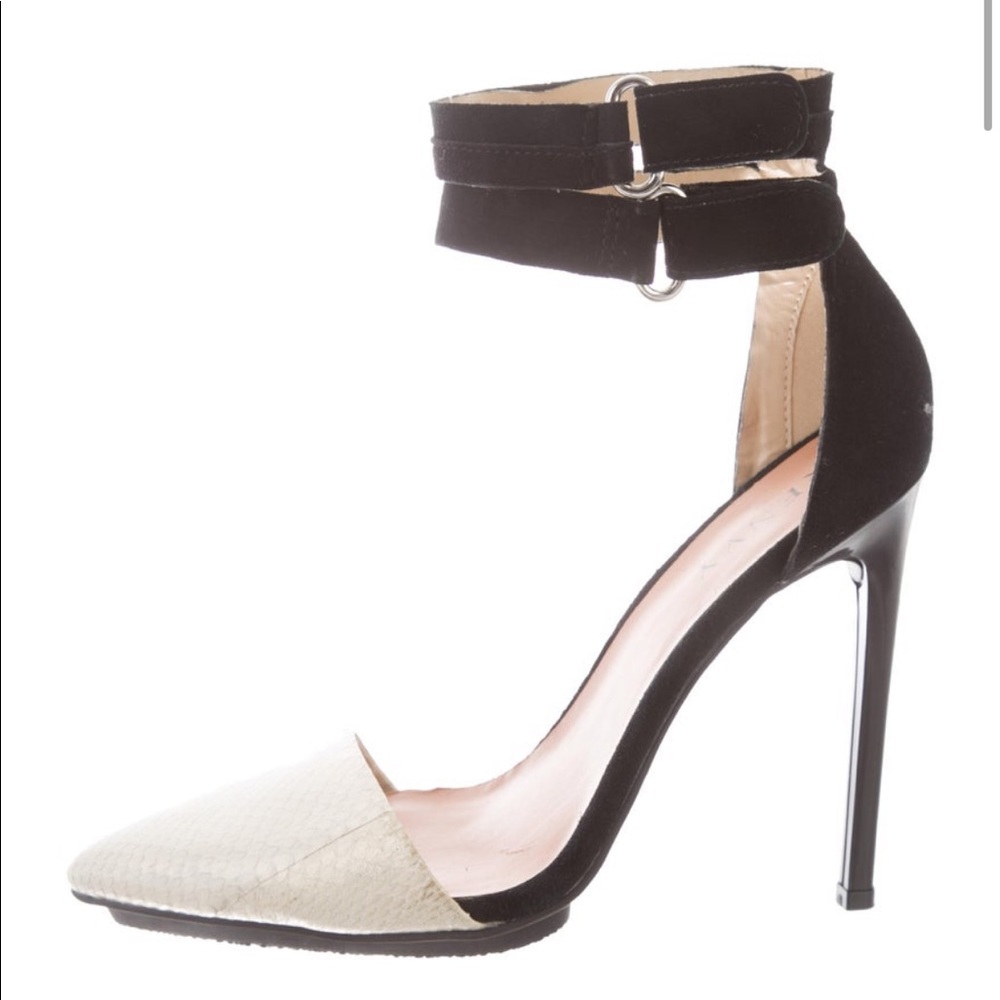 Renvy snakeskin trimmed pointed toe pump